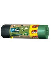 Saci de gunoi cu cravate  Fino - Green Life, 35 L, 15 buc, verde -1