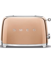 Prăjitor de pâine Smeg - TSF01RGEU 50's Style, 950W, 6 viteze, roz/auriu -1