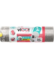Saci de gunoi cu legături viGO! - Premium #1, 35 l, 15 buc, argintiu