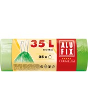 Saci de gunoi cu legături ALUFIX - 35 l, 25 buc., verzi -1