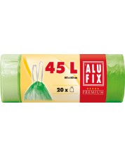 Saci de gunoi cu legături ALUFIX - 45 l, 20 buc., verzi -1
