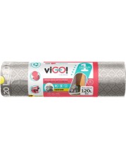Saci de gunoi cu legături viGO! - Premium #1, 120 l, 8 buc, argintiu