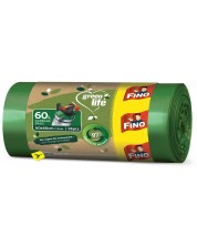 Saci de gunoi Fino - Green Life Easy pack, 60 L, 18 buc, verde -1