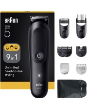 Trimmer pentru față/păr/corp Braun - AIO5540, Black/Mat - imagine 1