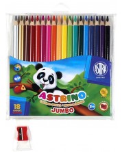Creioane colorate triunghiulare Astra Astrino - 18 culori + ascuțitoare, asortiment