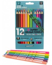 Creioane colorate triunghiulare Ars Una - Jumbo, 12 culori -1