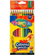 Creioane colorate Colorino Kids - triunghiulare, cu ascutitoare, 12 culori -1