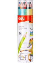 Creioane colorate Deli Enovation - EC112-24, 24 culori, in tub
