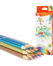 Creioane colorate Deli Colorun - EC127-12, 12 bucăți, culori metalice