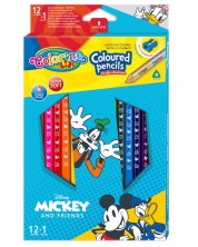 Colorino Disney Mickey and Friends Creioane colorate triunghiulare 12 culori + 1 (cu ascutitoare)