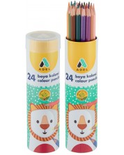 Creioane colorate Adel - 24 culori, lungi, în tub metalic -1