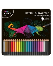 Creione colorate in cutie metalica Kidea - 24 culori