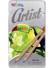 Creioane colorate Colorino Artist - in cutie metalica, 12 culori -1