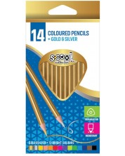 Creioane colorate S. Cool - 14 culori, argintiu și auriu -1