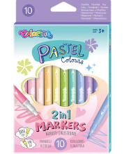 Markere colorate Colorino Pastel - cu doua varfuri, 10 culori -1