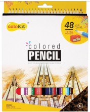 Creioane de culoare Colokit - 48 de culori, ascuțitor de creion -1