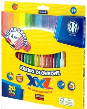 Creioane colorate Astra XXL - 24 bucati + ascutitoare -1