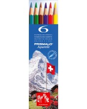 Creioane colorate pentru acuarelă Caran d'Ache Prismalo - 6 culori, cutie metalică -1