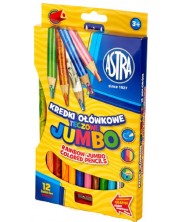 Creioane colorate Astra - Jumbo, 12 culori + ascutitoare -1
