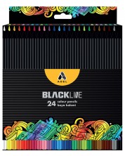Creioane colorate Adel BlackLine - 24 culori clasice -1