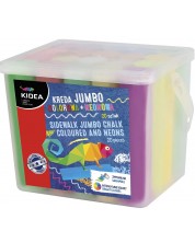 Cretă colorată Kidea Jumbo - 20 de bucăți, într-o găleată