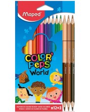 Creioane colorate Maped Color Peps - 12 culori, cu 3 bucati cu cate 2 varfuri -1