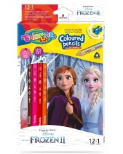 Colorino Disney Frozen II Creioane colorate triunghiulare 12 culori +1 (cu ascutitoare) -1