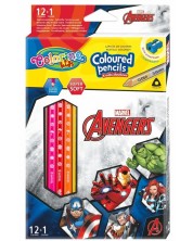 Creioane colorate triunghiulare Colorino Marvel Avengers 12 culori + 1 (cu ascutitoare) -1