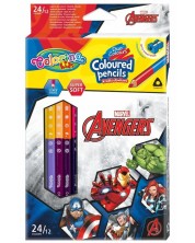 Creioane colorate cu doua varfuri Colorino - Marvel Avengers 12 buc. culori (cu ascutitoare)