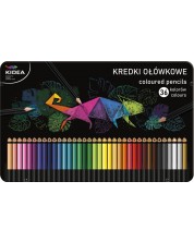 Creioane colorate Kidea - 36 culori, in cutie metalica