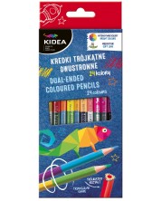 Creioane colorate Kidea - 12 buc, 24 culori, cu doua varfuri