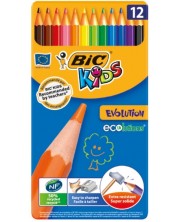 Creioane colorate BIC Kids Ecolutions 12 culori, flexibile	 -1