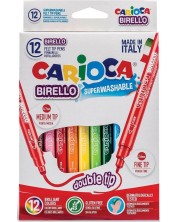 Carioci colorate Carioca - Birello, 12 culori, cu 2 varfuri -1