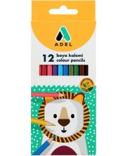Creioane colorate Adel - 12 culori, lung -1