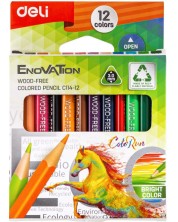 Creioane colorate Deli Enovation - EC114-12, Mini size, 12 culori
