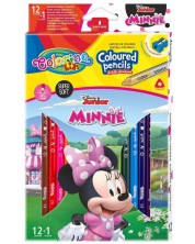 Colorino Disney Junior Minnie Creioane colorfate triunghiulare 12 culori + 1 (cu ascutitoare)