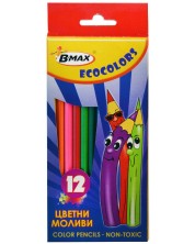 Creioane colorate B-Max - Ecocolor, 12 culori