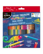 Creioane colorate Kidea - 24 buc, 48 culori, cu doua varfuri