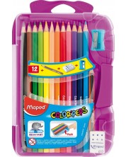 Creioane colorate Maped Color Peps - 12 culori, cutie violet -1