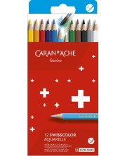 Creioane de acuarelă Caran d'Ache Swisscolor - 12 culori -1