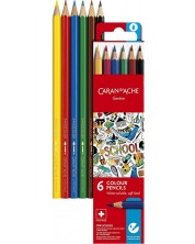 Creioane colorate pentru acuarelă Caran d'Ache School - 6 culori