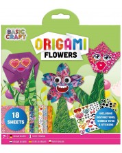 Kit creativ origami Grafix - Flori, cu autocolante, 18 de coli -1