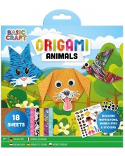 Kit creativ origami Grafix -Animale, cu autocolante, 18 de coli -1