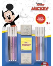 Set creativ Multiprint - Mickey Mouse, 2 ștampile și 8 pixuri