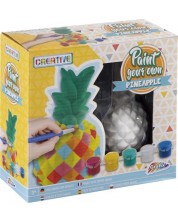 Set creativ Grafix Creative - Ananas pentru colorat, 13 cm, cu 5 vopsele colorate si o pensula