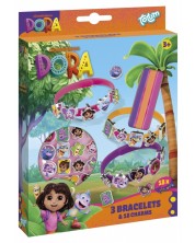 Set creativ Totum - Dora The Explorer, Brățări DIY, 3 bucăți