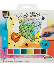 Kit creativ de pictură în apă Grafix Colouring - Extraterestru, cu 15 de coli și perie -1