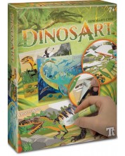 Set creativ DinosArt - Sand și Foil Art, dinozauri -1