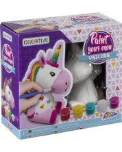 Set creativ Grafix Creative - Unicorn de colorat, 13 cm, cu 5 vopsele colorate și o pensulă