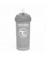 Cana cu pai Twistshake Straw Cup - Gri, 360 ml -1
